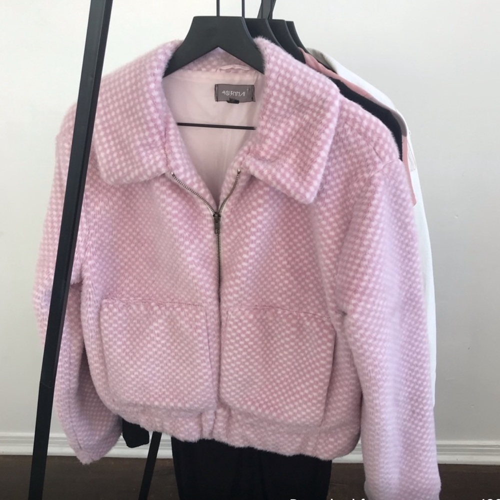 4Si3nna check fur bomber jacket S